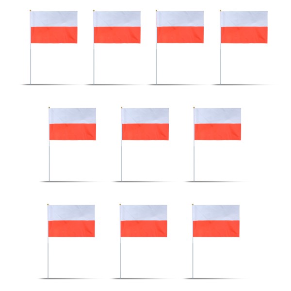 Sonia Originelli 10er Set Fahne Flagge Winkfahne "Polen" Poland Polska Handfahne EM WM