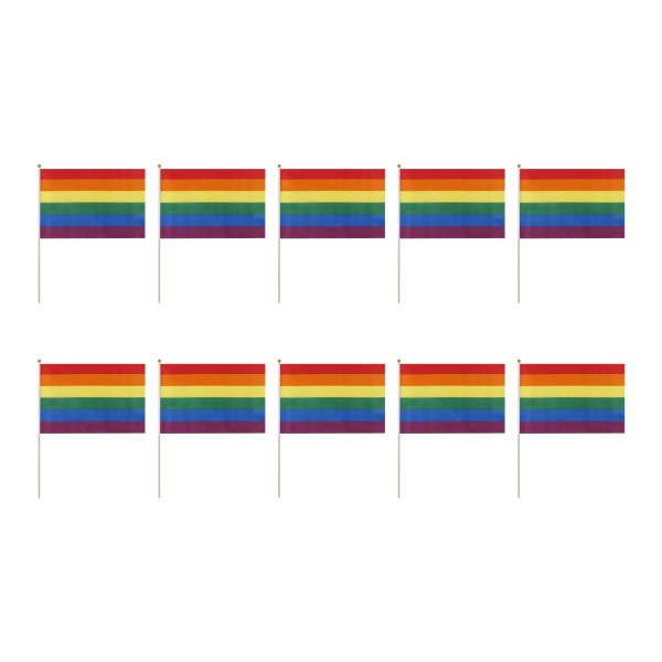 Sonia Originelli 10er Set Fahne Flagge Winkfahne "Regenbogen" Rainbow Handfahne EM WM Outlet