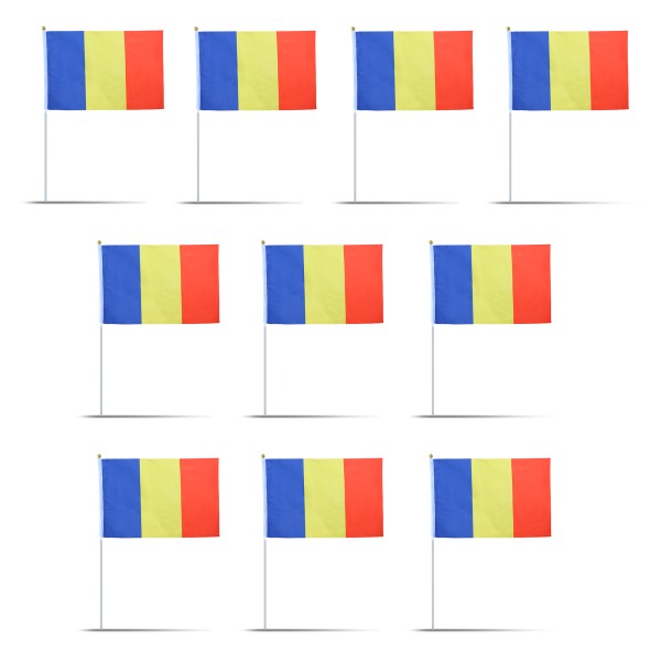 Sonia Originelli 10er Set Fahne Flagge Winkfahne "Rumänien" Romania Handfahne EM WM