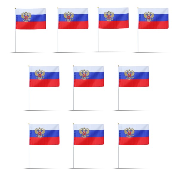 Sonia Originelli 10er Set Fahne Flagge Winkfahne "Russland" Russia Wappen Handfahne EM WM