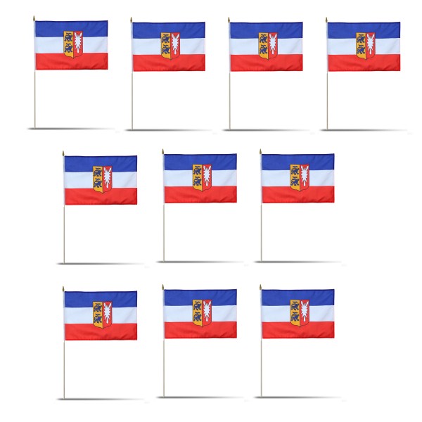Sonia Originelli 10er Set Fahne Flagge Winkfahne "Schleswig-Holstein" Handfahne EM WM