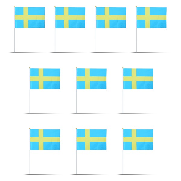 Sonia Originelli 10er Set Fahne Flagge Winkfahne "Schweden" Sweden Handfahne EM WM