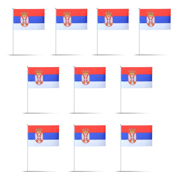 Sonia Originelli 10er Set Fahne Flagge Winkfahne "Serbien" Serbia Handfahne EM WM