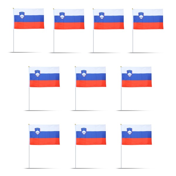 Sonia Originelli 10er Set Fahne Flagge Winkfahne "Slowenien" Slovenia Handfahne EM WM