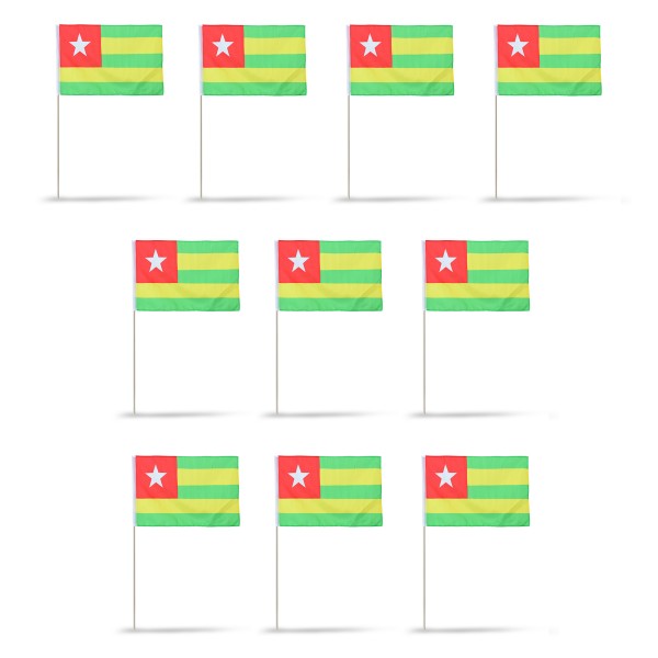 Sonia Originelli 10er Set Fahne Flagge Winkfahne "Togo" Handfahne EM WM