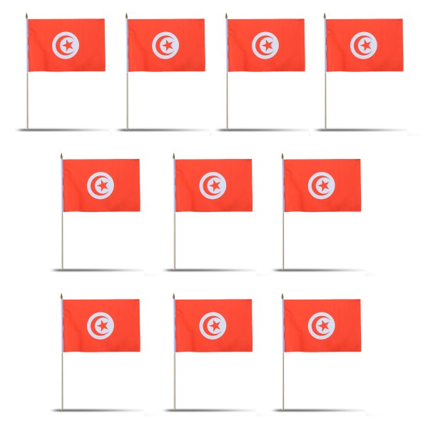Sonia Originelli 10er Set Fahne Flagge Winkfahne "Tunesien" Tunisia Handfahne EM WM