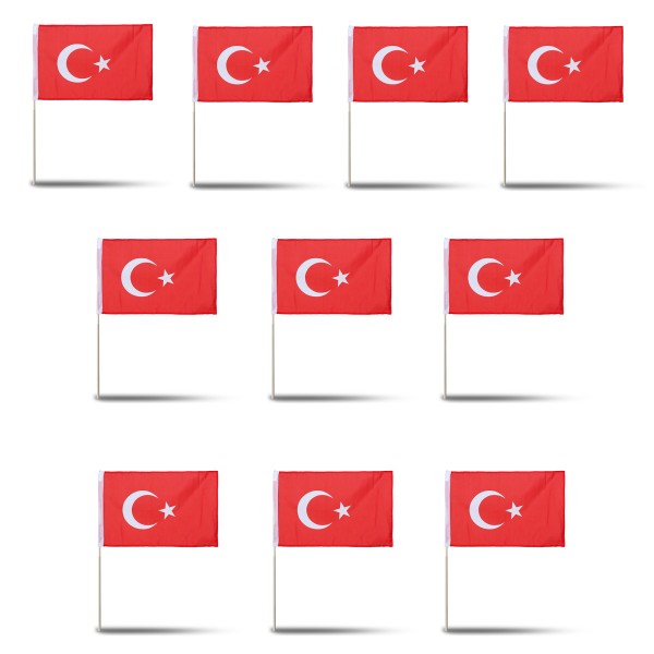 Sonia Originelli 10er Set Fahne Flagge Winkfahne "Türkei" Turkey Türkiye Handfahne EM WM