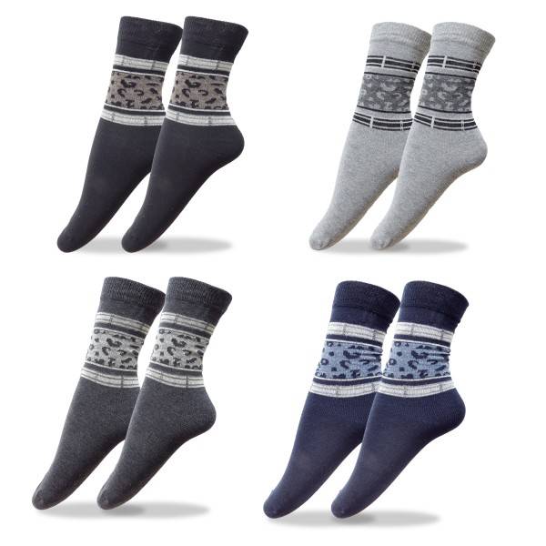 Sonia Originelli 4 Paar Socken "Leopard" unifarben mit Streifen knöchellang soft, elastischer Bund Saisonale Angebote