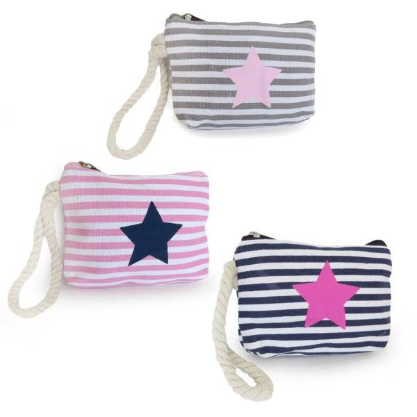 Sonia Originelli Geldbeutel "Stern" Mini Tasche Maritim Streifen Kordel zollfrei