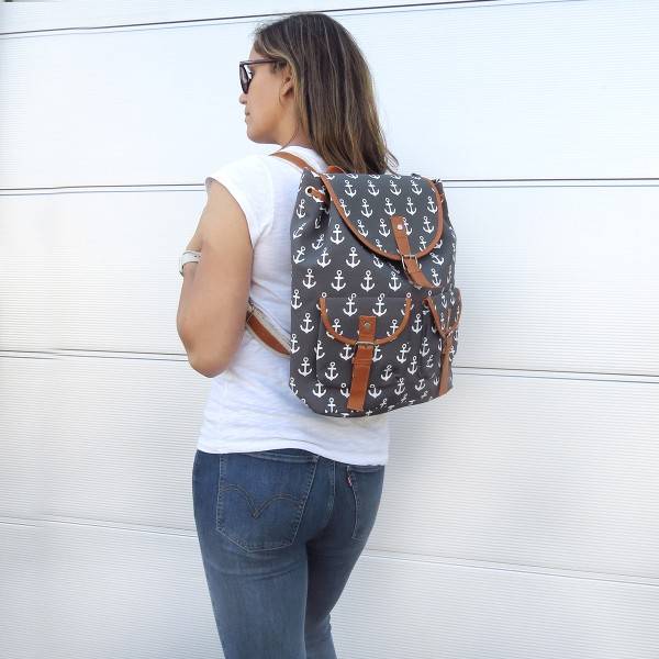 Sonia Originelli Rucksack Anker Maritim Bagpack kleine Ankersymbole Limitierter Zeitrabatt