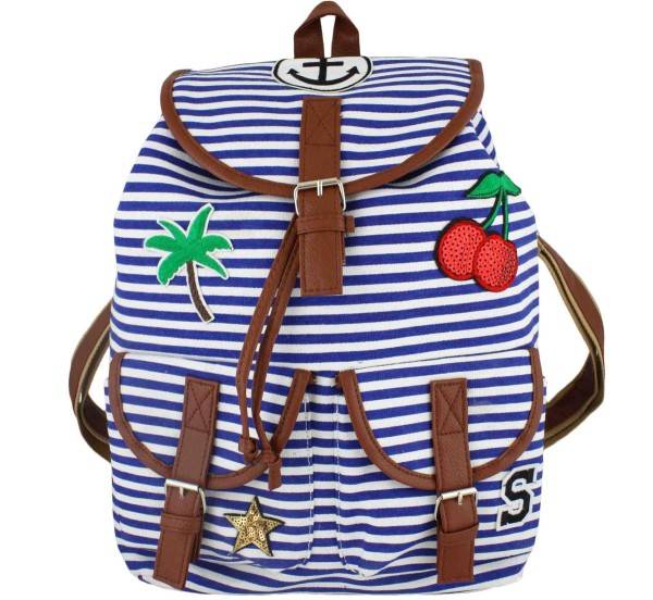 Sonia Originelli Rucksack maritim gestreift mit Patches Anker Fabrik Onlineshop