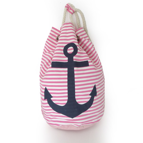 Sonia Originelli Seesack maritim gestreift mit Ankerdruck Seilkordeln Flash Sale