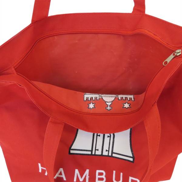 Sonia Originelli Shopper Hamburg Bestickung Tragetasche Einkaufsbeutel rot Saisonschlussverkauf
