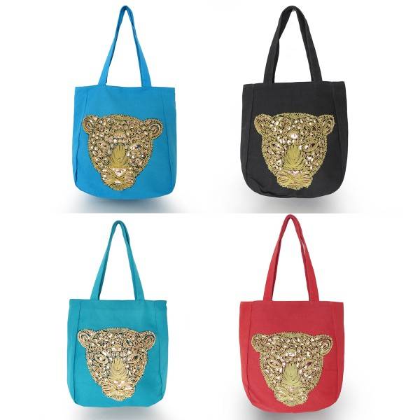 Sonia Originelli Shopper Pailetten "Löwe" Canvas Trend Dschungel Black Friday