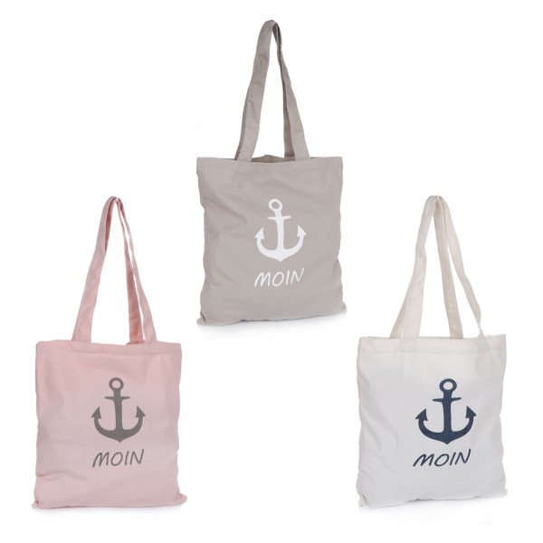 Sonia Originelli Stoffbeutel "Moin" Tragetasche Baumwolle Print lange Henkel Cyber Monday
