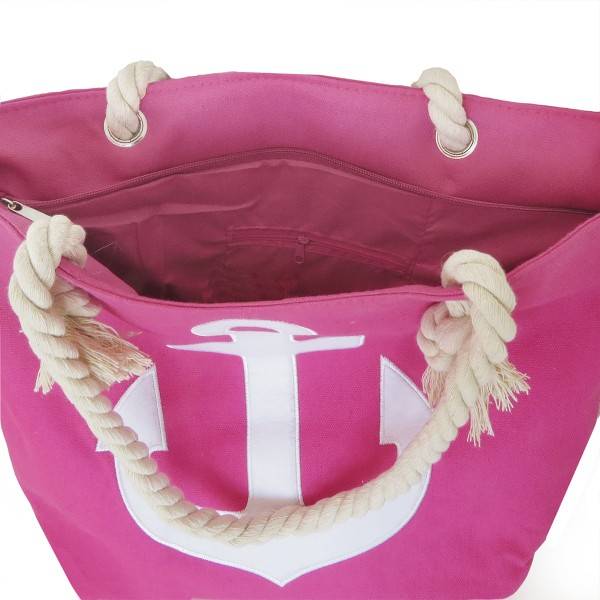 Sonia Originelli Strandtasche Anker bestickt maritim Seilkordel Shopper pink Jubiläumsangebot