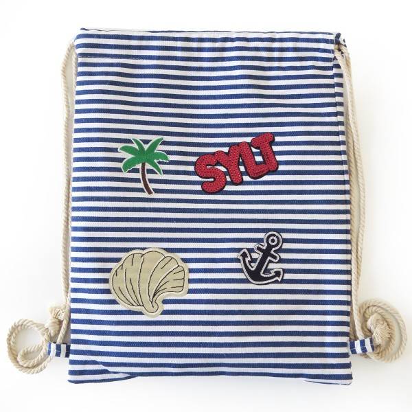 Sonia Originelli Turnbeutel Patches Aufnäher Gymbag gestreift "Sylt" Zeitlich begrenztes Angebot