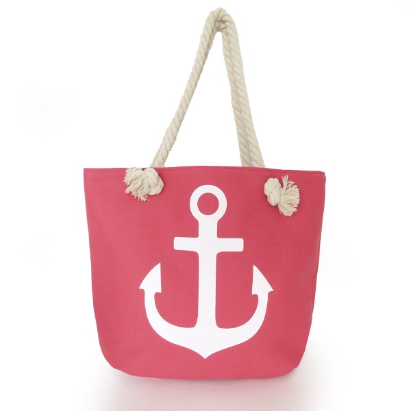 Sonia Originelli Strandtasche Anker uni mit Ankeraufdruck Seilkordeln Shopper