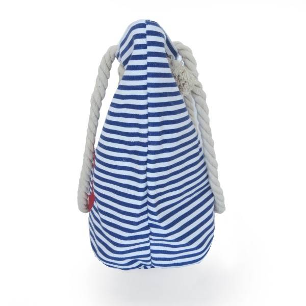 Sonia Originelli Strandtasche maritim gestreift mit Ankerprint Seilkordel Reißverschluss Letzter Tag