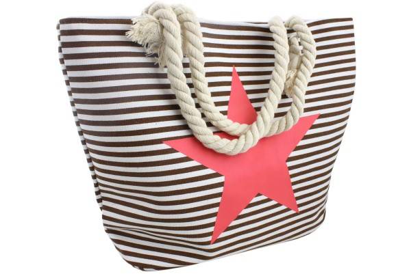 Sonia Originelli Strandtasche maritim gestreift Sternprint Seilkordeln Shopper Vierteljährliche Förderung