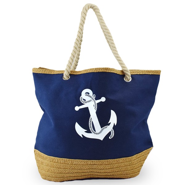 Sonia Originelli Strandtasche Shopper Anker Uni Bast Maritim gestreift Seilkordel Discount Store für neue Produkte