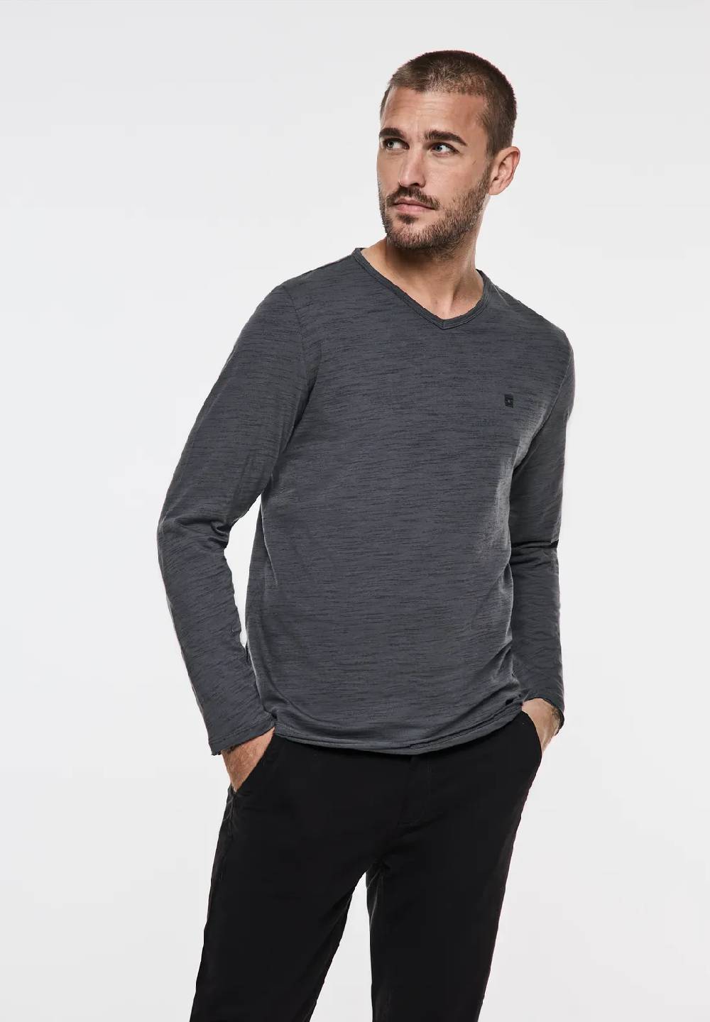 Street One Melange V-Neck Longsleeve Sonderangebot der Fabrik