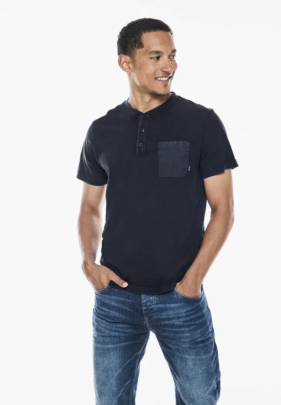 Street One Garment dye Henley Shirt VIP-Rabatte