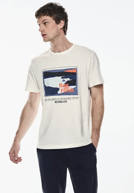 Street One Slub T-Shirt mit Print Kostenlose Rückgabe