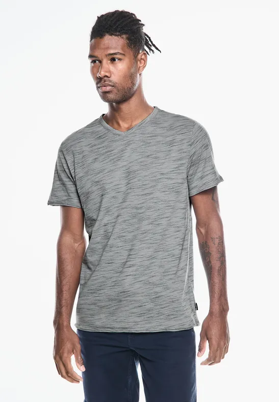 Street One Space Dye V-Neck T-Shirt Super Rabatt