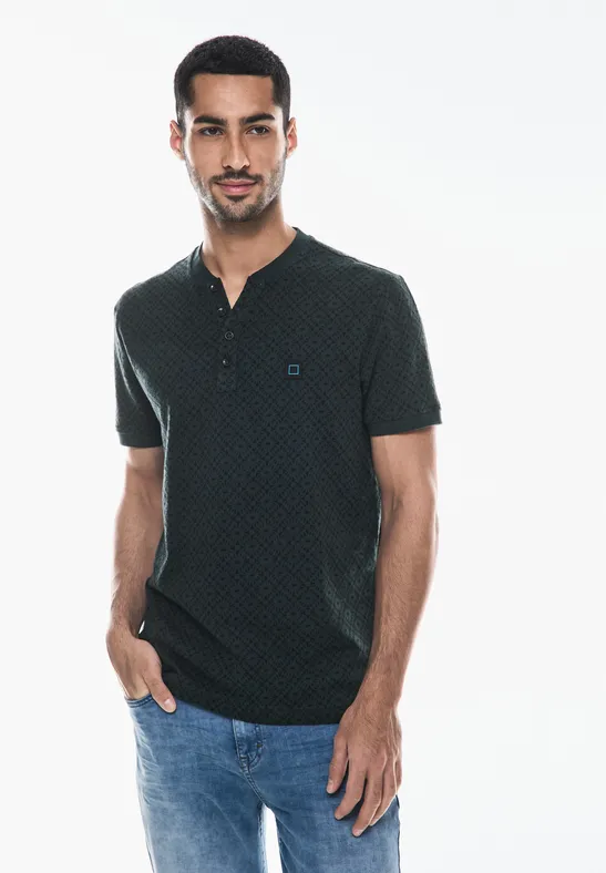 Street One Gemustertes Henley T-Shirt Kostenloser Versand international