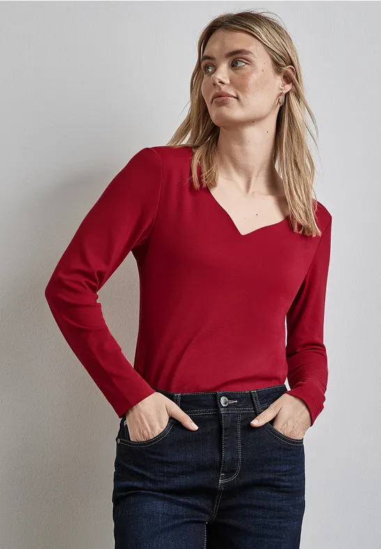 Street One Shirt mit Herzausschnitt Große Rabatte