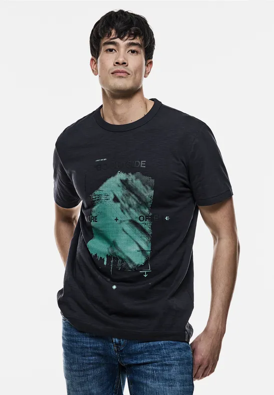 Street One 3D-Print Slub T-Shirt Begrenzte Freigabe