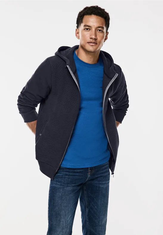 Street One Sweatjacke mit Materialmix Flash Sale