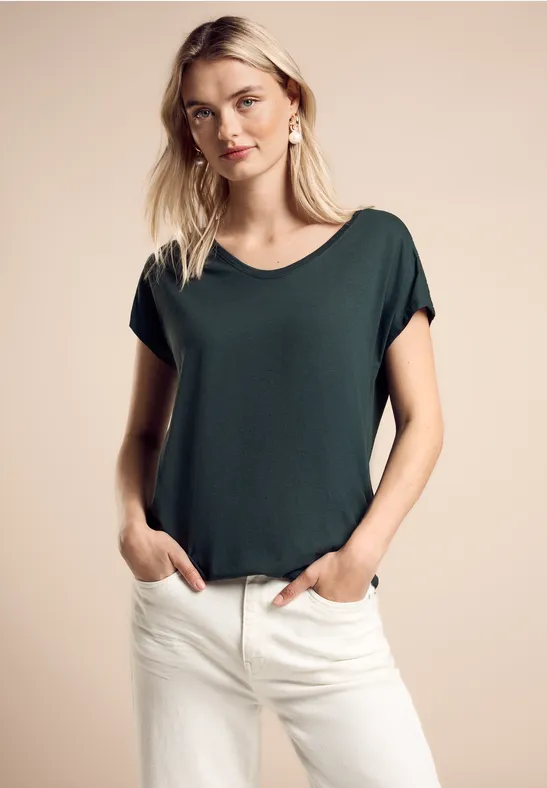 Street One T-Shirt mit Smock-Detail Clearance-Verkauf