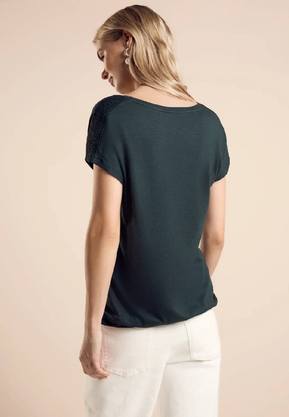 Street One T-Shirt mit Smock-Detail Clearance-Verkauf