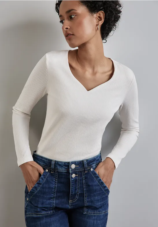 Street One Shirt mit Herzausschnitt Black Friday Preise