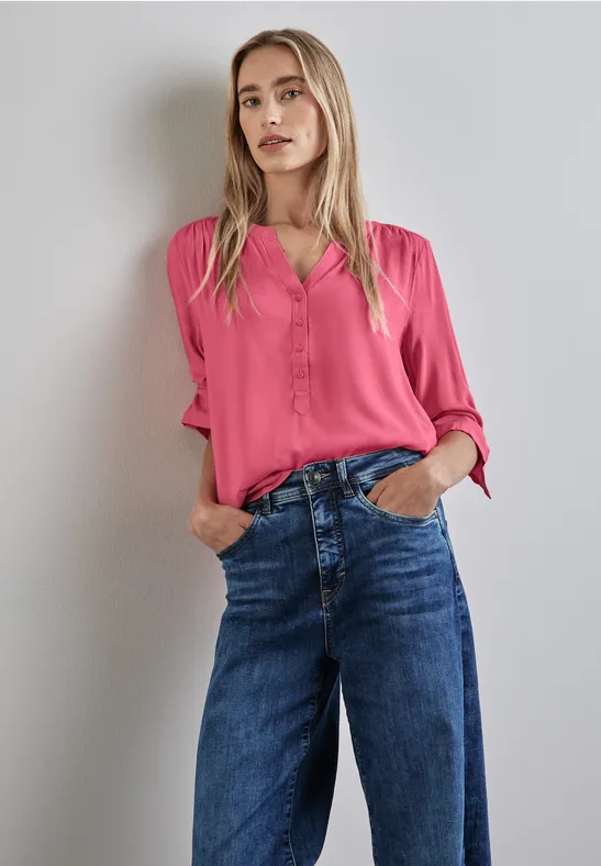 Street One Basic Bluse in Unifarbe Fabrikverkauf
