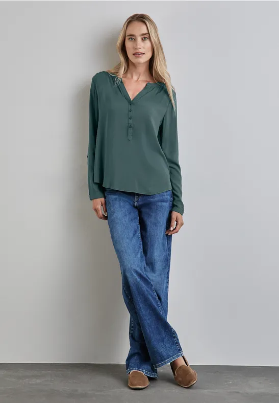 Street One Basic Bluse in Unifarbe Sonderangebot