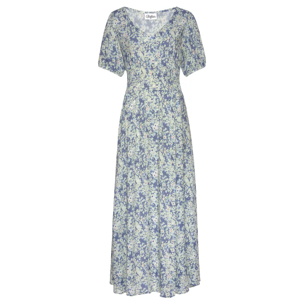 Buffalo Maxikleid mit zartem Blumendruck und V-Ausschnitt Sommerkleid Strandkleid Letzte 3 Tage