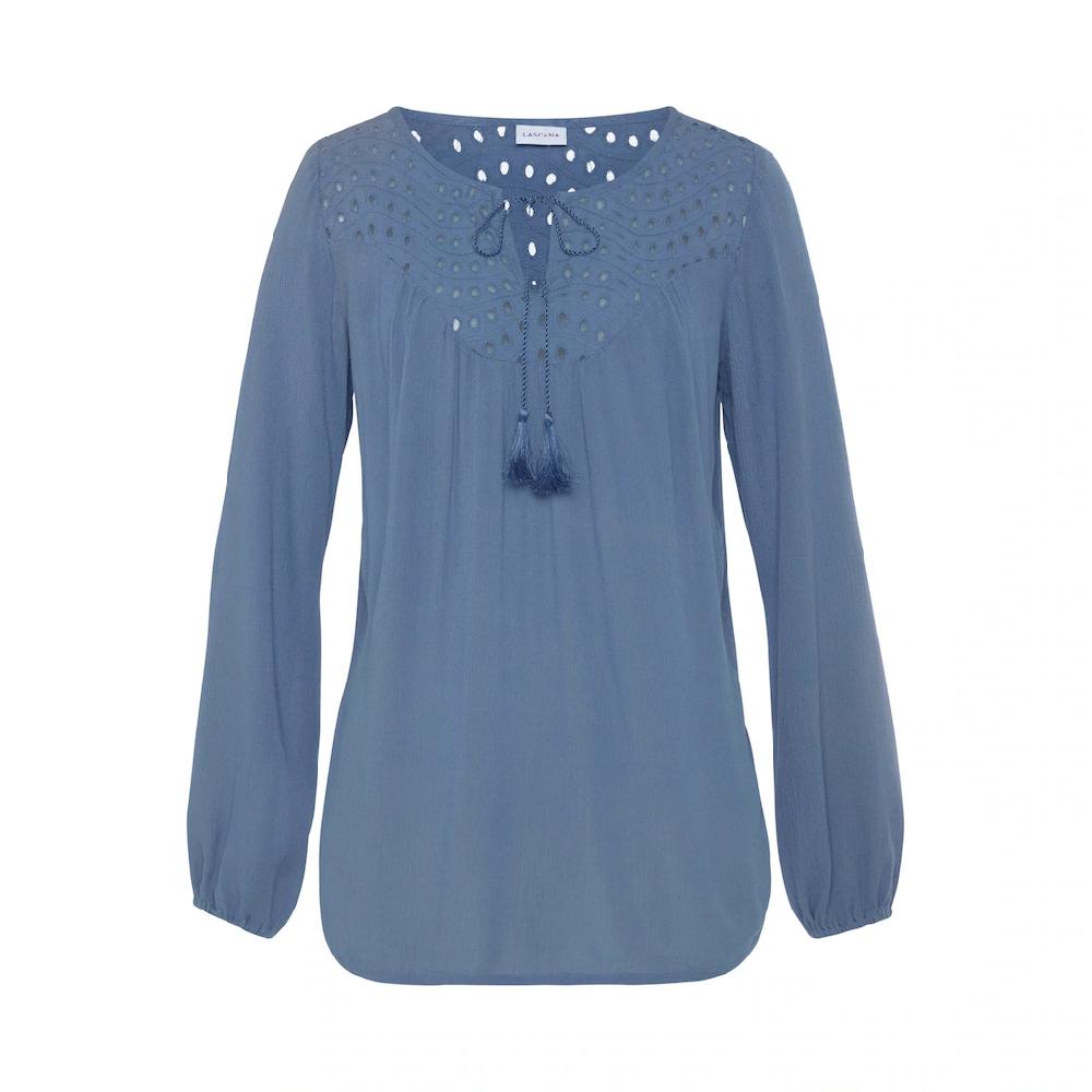 LASCANA Crepebluse mit Lochstickerei Damenbluse lockere Passform Letzter Tag