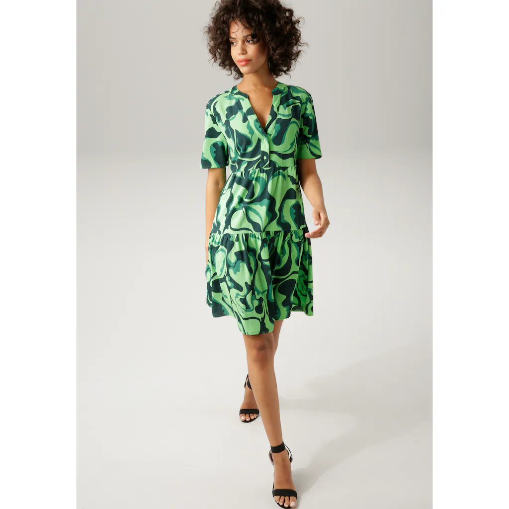 Aniston CASUAL Sommerkleid mit farbenfrohem graphischem Druck Vierteljährliche Förderung