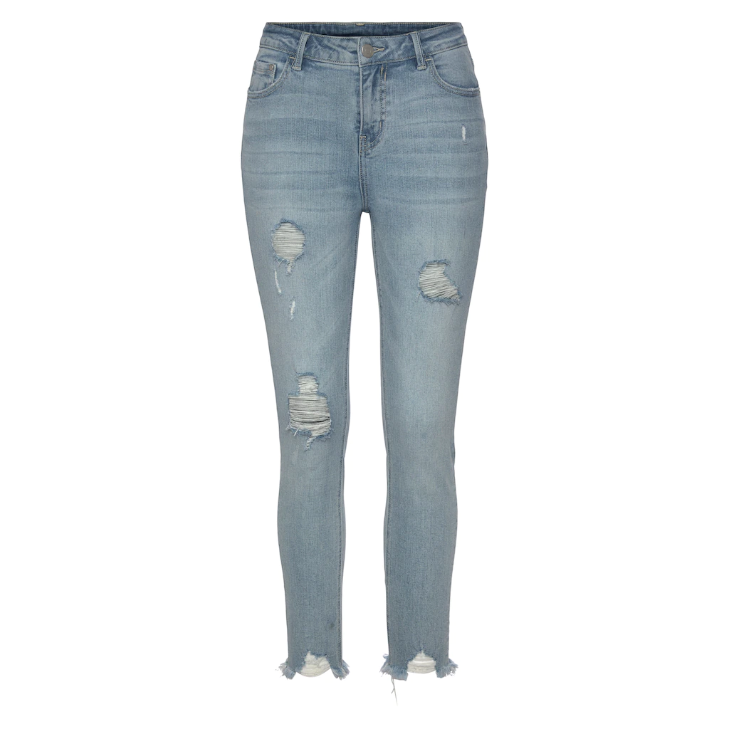 Buffalo Destroyed-Jeans mit ausgefranstem Beinabschluss und Stretchanteil schmale Passform Wochenangebot