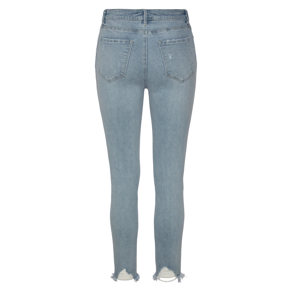 Buffalo Destroyed-Jeans mit ausgefranstem Beinabschluss und Stretchanteil schmale Passform Wochenangebot