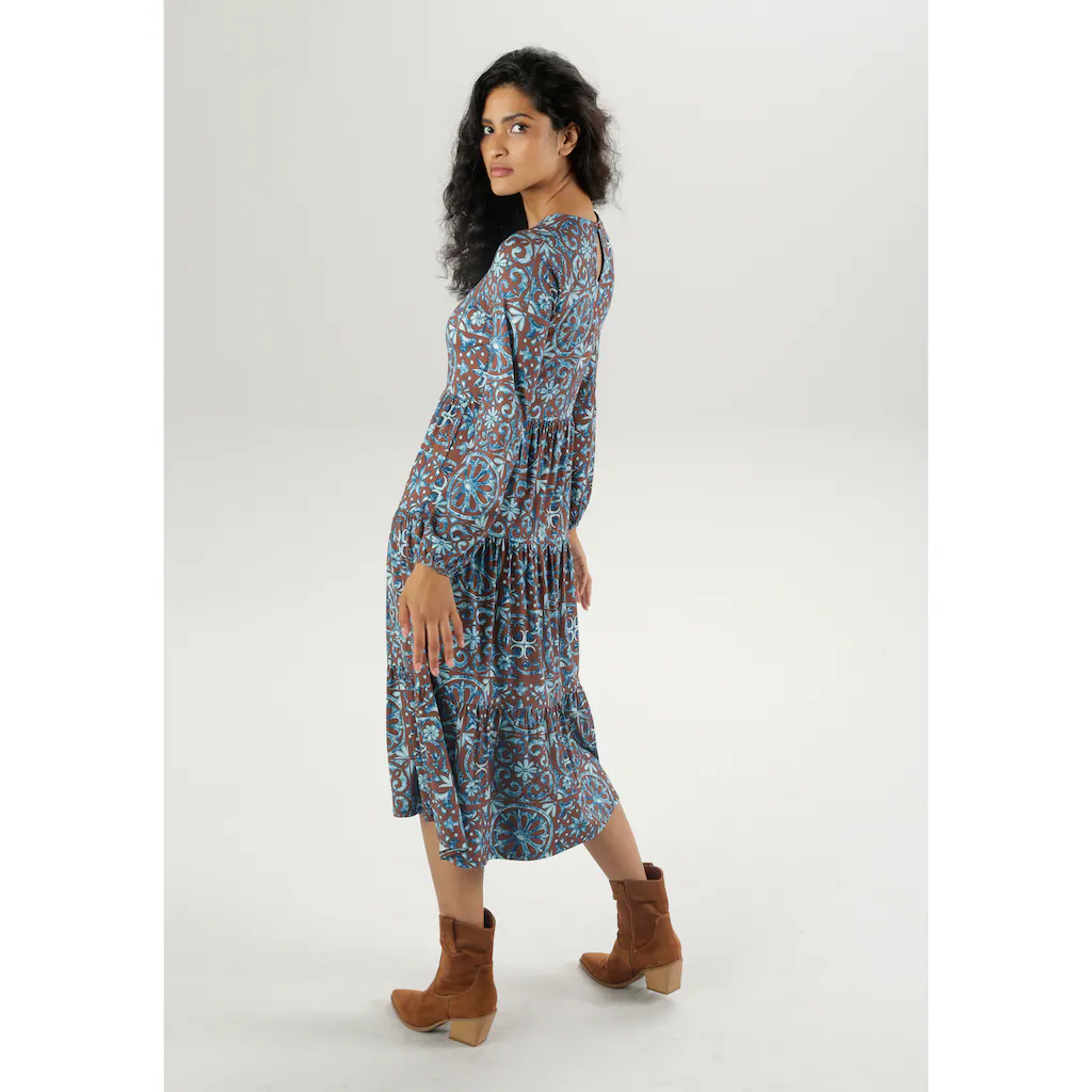 Aniston CASUAL Jerseykleid mit extravaganten Druck - jedes Teil ein Unikat Clearance-Verkauf