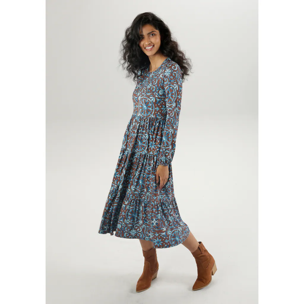 Aniston CASUAL Jerseykleid mit extravaganten Druck - jedes Teil ein Unikat Clearance-Verkauf