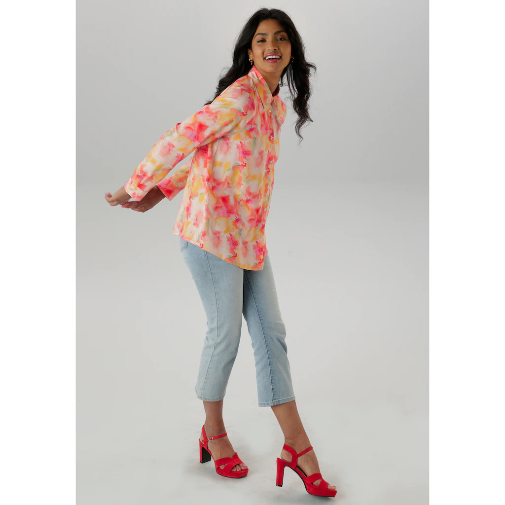 Aniston SELECTED Hemdbluse mit frischen und farbenfrohen Batikdruck - NEUE KOLLEKTION Auslauf