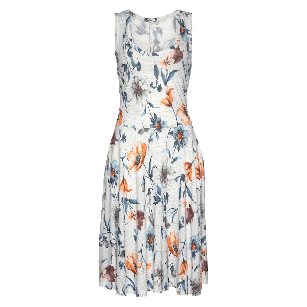 Vivance Jerseykleid mit Blumendruck und schwingendem Rock Sommerkleid Strandkleid Verkauf