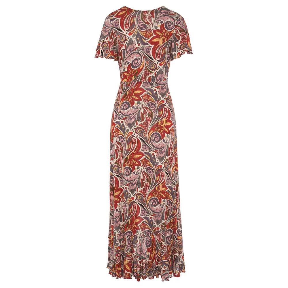 LASCANA Maxikleid mit Paisleydruck Schlitz und Volant Flügelärmel Druckkleid Bestseller