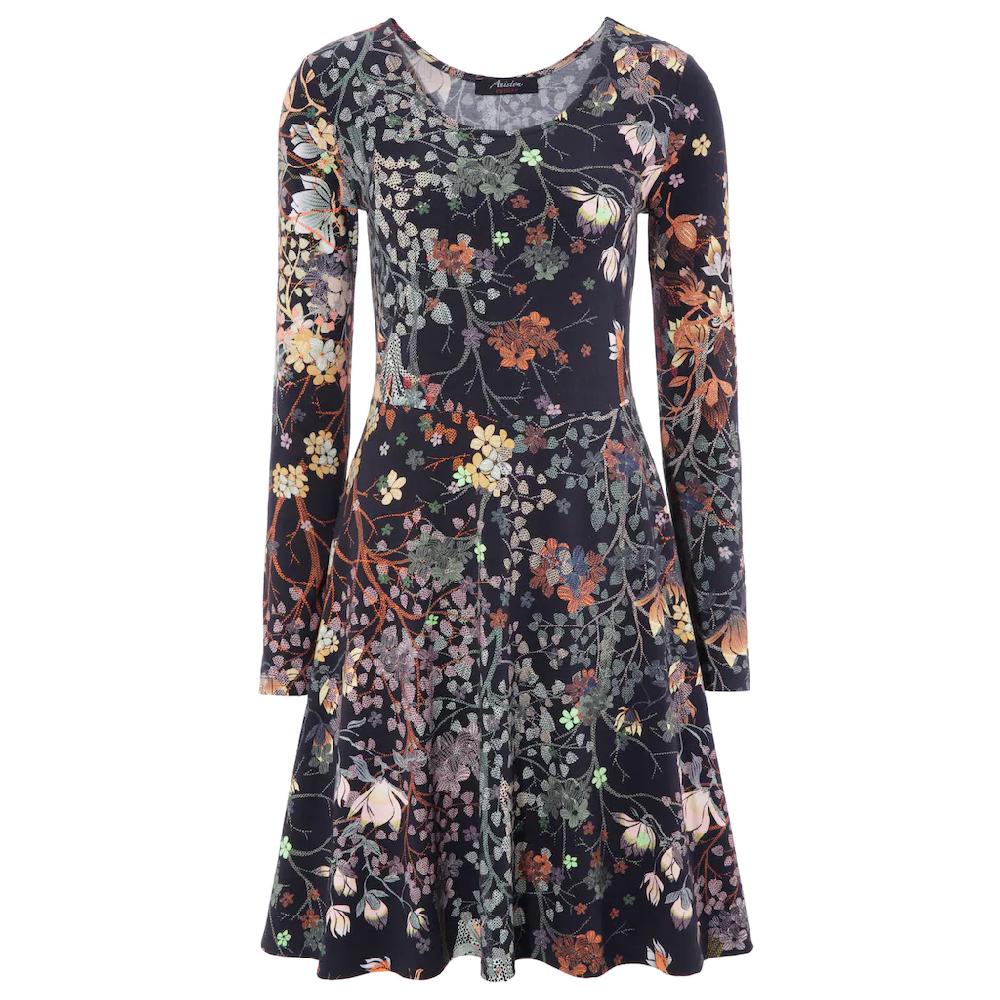 Aniston CASUAL Jerseykleid mit Blumendruck oder in uni Schwarz Riesige Ersparnisse