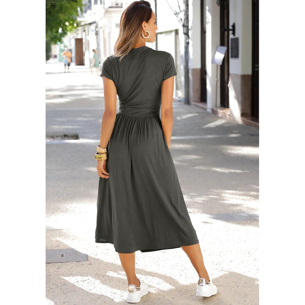 LASCANA Midikleid mit Reißverschluss am Ausschnitt figurbetont sportlich-elegant 50% Rabatt für begrenzte Zeit